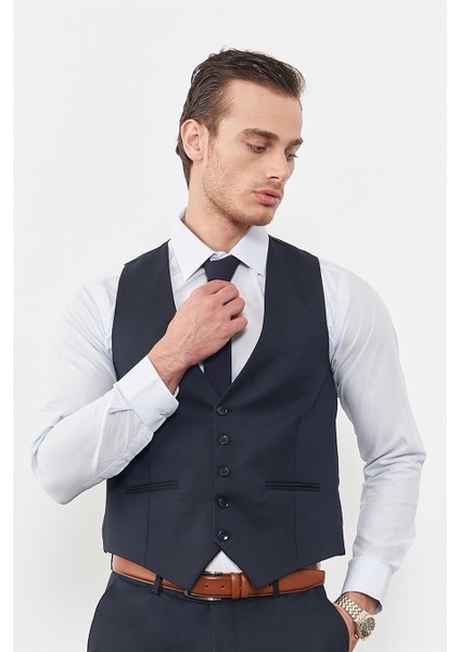 Çetinkaya Mentality 38 Yunter Loco Slim Fit Yelek Takım Elbise Lacivert fiyatları