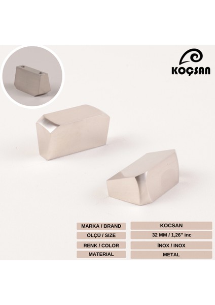 Kuvars Kulp Lüks Country Mutfak Mobilya Dolap Çekmece Kulpu Inox 32 mm fiyatları