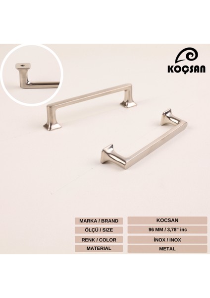 Vera Kulp Lüks Country Mutfak Mobilya Dolap Çekmece Kulpu Inox 96 mm fiyatları