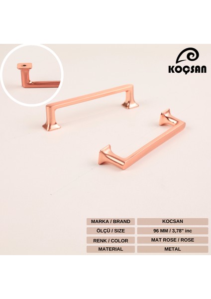 Vera Kulp Lüks Country Mutfak Mobilya Dolap Çekmece Kulpu Mat Rose 96 mm fiyatları