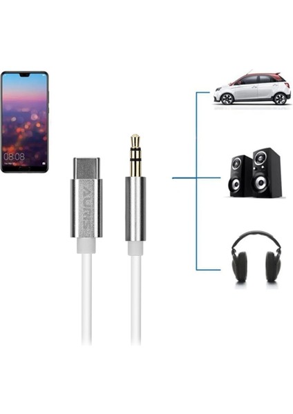 Type-C Aux 3.5mm Çevirici Kablo Araç Müzik Ses Auxiliary Dönüştürücü ARS-AU07