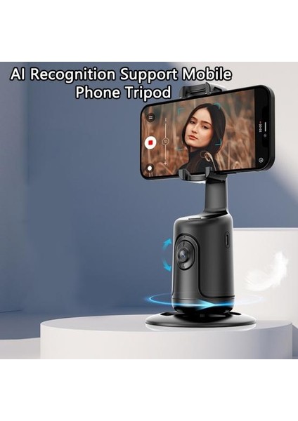 P01 360° Hareket Algılayıcı Sensörlü Akıllı Çekim Selfie Video Takip Tripodu Gimbal Telefon Tutucu Vlog Tripod