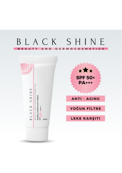 Black Shine Spf 50+ Yüz Güneş Kremi - Normal ve Kuru Ciltler Için Leke Karşıtı Günlük Kullanım 50 ml