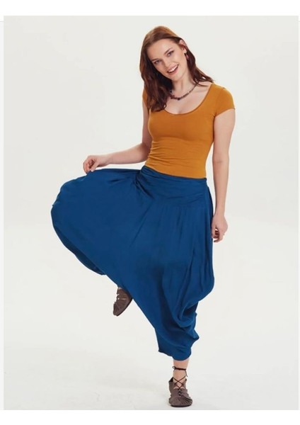 Drape Bel Detaylı Dökümlü Bordo Şalvar Pantolon