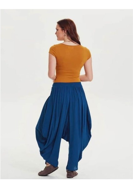 Drape Bel Detaylı Dökümlü Bordo Şalvar Pantolon