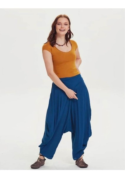 Drape Bel Detaylı Dökümlü Bordo Şalvar Pantolon