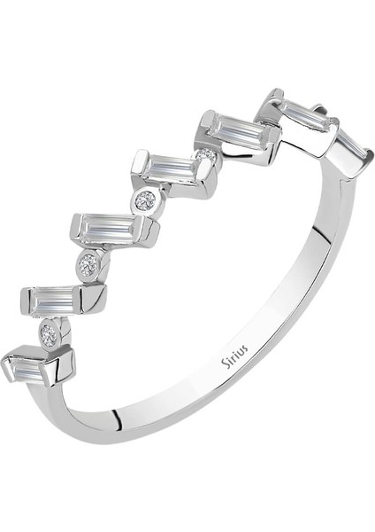 Baget Pırlanta Taşlı Modern Yarım Tur Yüzük 0447R0019
