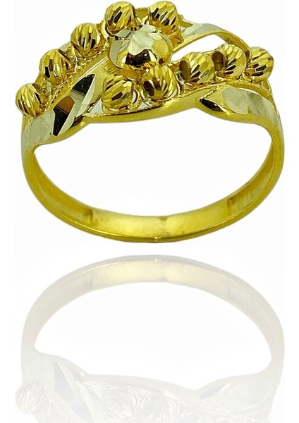 Dorika Toplu Kırmızı Altın Taşsız Günlük Kullanım Yüzük 8 Ayar