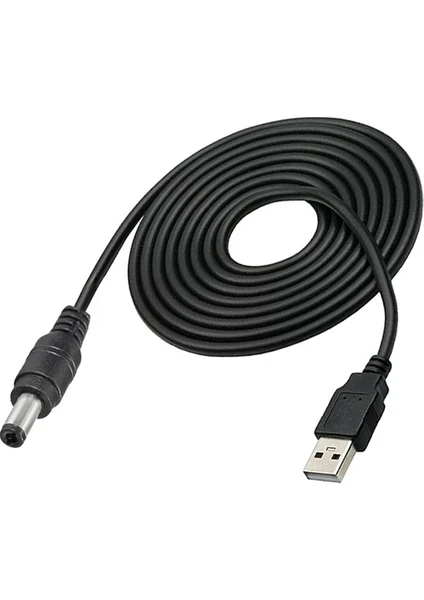 USB 2.0 To 5.5 x 2.1 mm Dc 5V Power Güç Kablosu 1,5 Metre