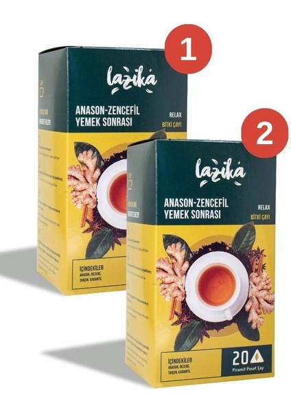 Anason Zencefil Yemek Sonrası Çayı 20'li Piramit Poşet 2li Set