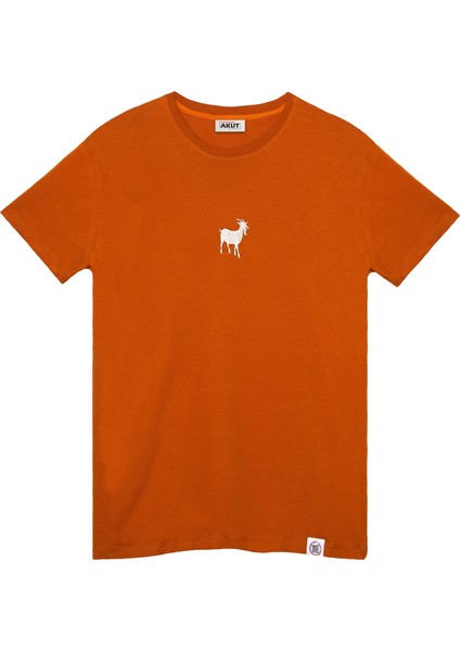 Keçi Motifli Unisex Tişört - Tütün - Xl