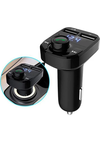 Universal Otomobillere Uyumlu Araç Fm Transmitter Bluetooth Cihazı Araba Mp3 Çalar Oto Çakmaklık Şarj Aleti Müzik Kiti