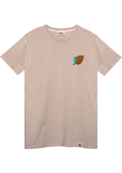 Kozalak Motifli Unisex Tişört - Taş - Xl