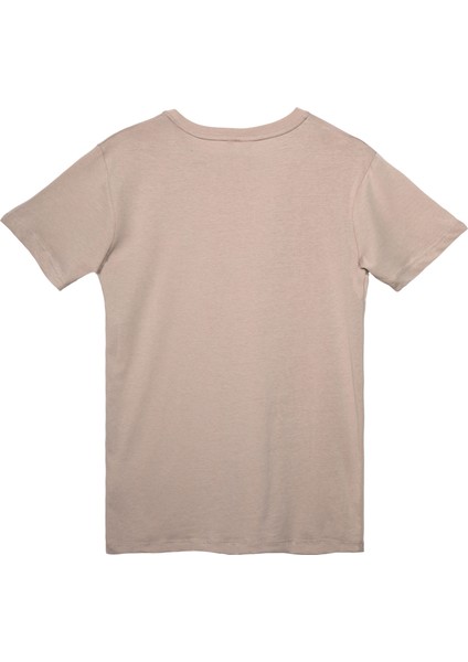 Kozalak Motifli Unisex Tişört - Taş - Xl