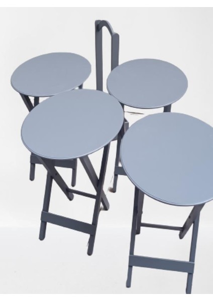 Çanta Zigon Sehpa Oval Model Dörtlü Ahşap Mdf Gri Renk Uyumu El Yapımı fiyatları