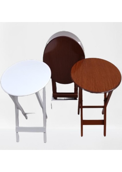 Çanta Zigon Sehpa Oval Dörtlü Model Ahşap Mdf Beyaz ve Ceviz Renk Uyumu El Yapımı