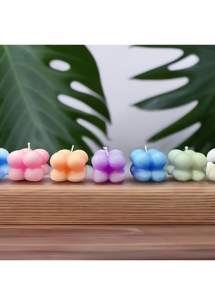 5 Renk Mini Bubble Mum (Kına, Nişan, Bebek, Bride, Düğün Organizasyon Hediyelik Mum ) 5'li Set ( Pembe - Turuncu - Mor - Mavi - Beyaz )