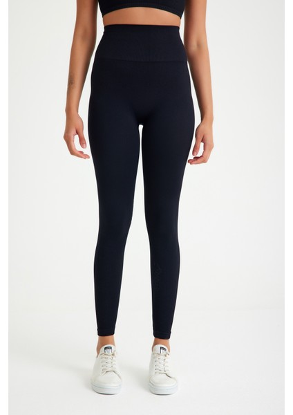 Toparlayıcı Dikişsiz Tayt - Crop Top Fitilli Takım