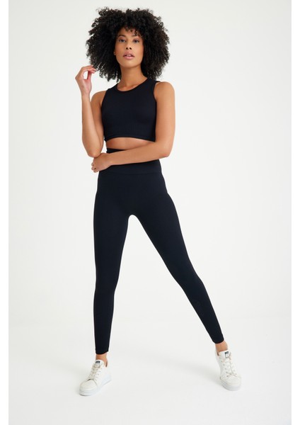 Toparlayıcı Dikişsiz Tayt - Crop Top Fitilli Takım fiyatları