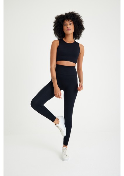 Toparlayıcı Dikişsiz Tayt - Crop Top Fitilli Takım modelleri