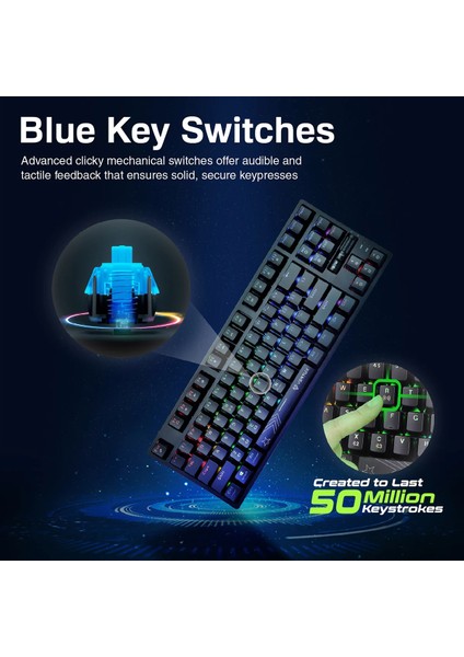 Vertupro-80 Hyperspeed ​​tenkeyless Gaming Mekanik Klavye