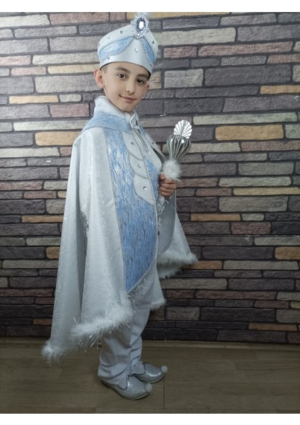 (4-10 Yaş) Beyaz Mavi Pelerinli Lüx Sünnet Kıyafeti
