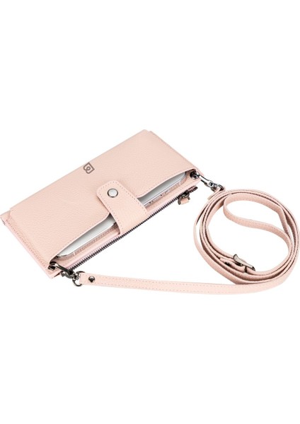 Lozan Strap 6.5 Inch Uyumlu Deri Kartlıklı Kılıf Erc5 Pembe