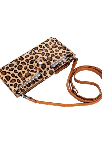 Lozan Strap 6.5 Inch Uyumlu Deri Kartlıklı Kılıf Leo1 Leopar