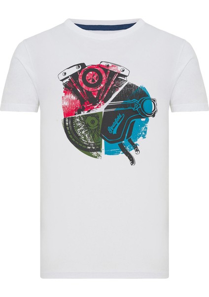Tyre T-Shirt Beyaz Erkek T-Shirt RFTYRE23-10