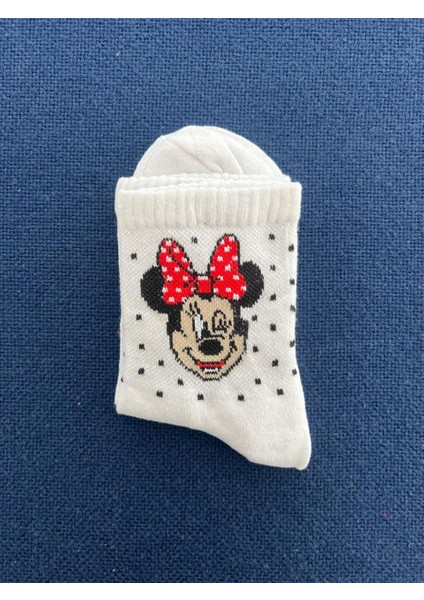 Touz Moda Minnie Mouse Unisex Beyaz Kolej Çorap