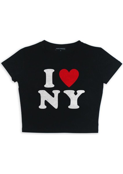 I Love Ny Baskılı Siyah Crop fiyatları