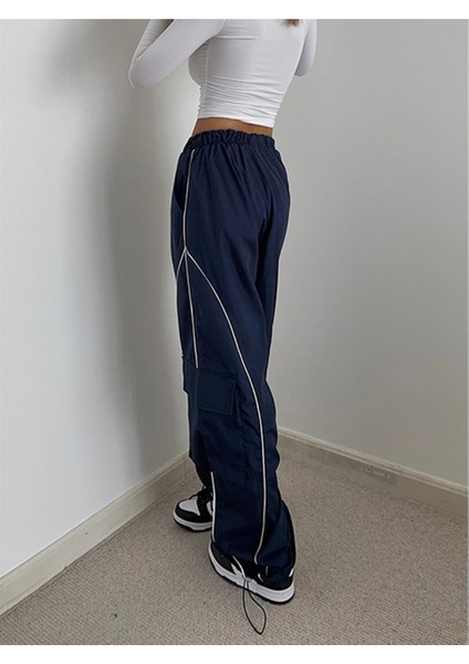 Harajuku Lines Detail Cargo Pocket Dark Navy Tracksuit Lacivert Eşofman Altı modelleri