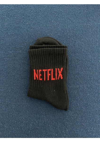 Touz Moda Netflix Unisex Siyah Kolej Çorap