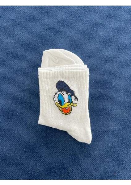 Touz Moda Donald Duck Unisex Beyaz Kolej Çorap