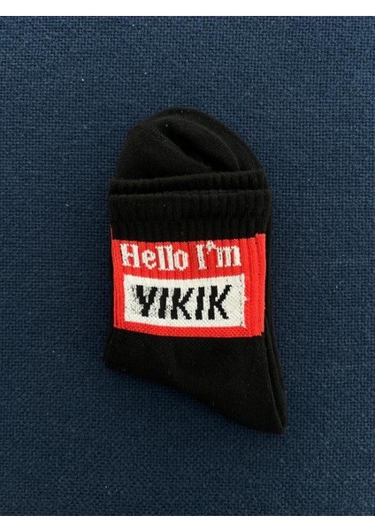 Touz Moda Hello I'm Yıkık Unisex Siyah Kolej Çorap