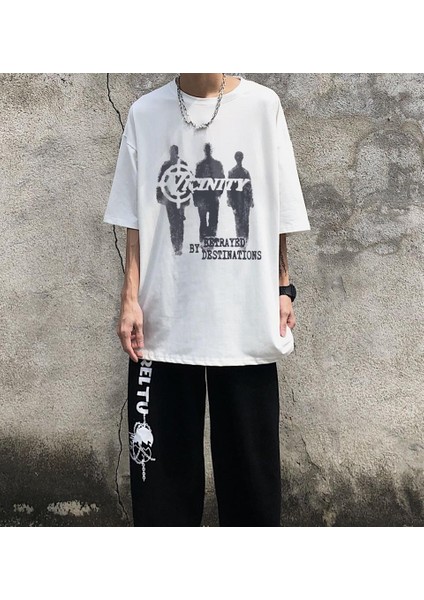 Vicinity Baskılı Beyaz Oversize T-Shirt