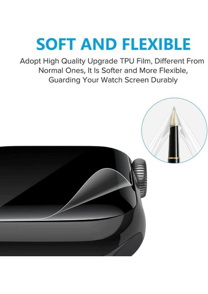 Apple Watch 7 45 mm Ekran Koruyucu Şeffaf Esnek Tpu Film 2 Adet