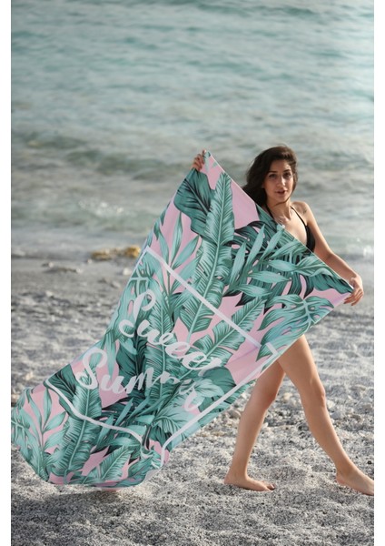 Sweet Summer Yaprak Desenli Plaj Havlusu
