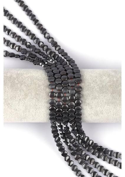 Hematit Doğal Taş Dizi 6 x 3 mm Deniz Kabuğu Model