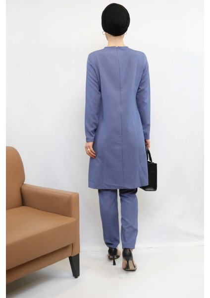 Gül Işlemeli Ikili Takım MC1434 Indigo fırsatları