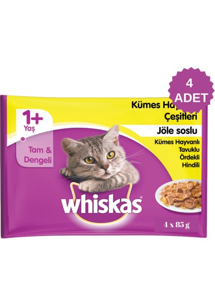 Kümes Hayvanlı Seçenekleri Jöleli Pouch Kedi Konserve Maması 4 x 85 gr 4 Paket