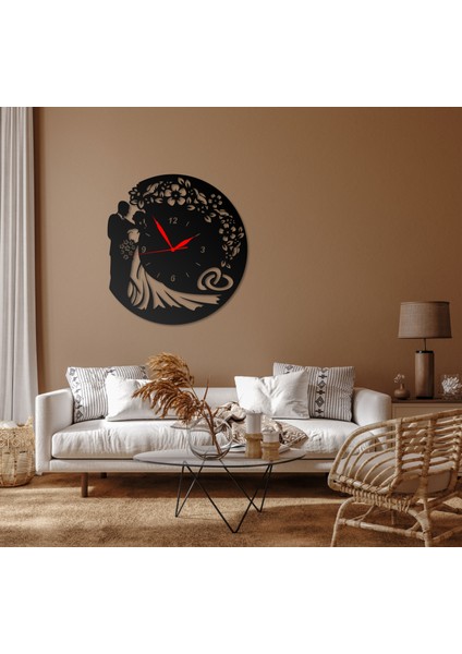 Duvar Saati Evlilik Gelin Damat Düğün Tasarımlı Ev ve Ofis Için Dekoratif Metal Duvar Saati modelleri