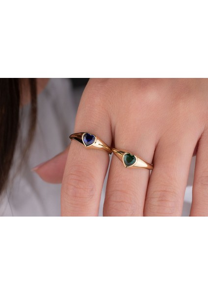 14 Ayar Altın Renkli Kalp Minimal Şövalye Yüzük modelleri