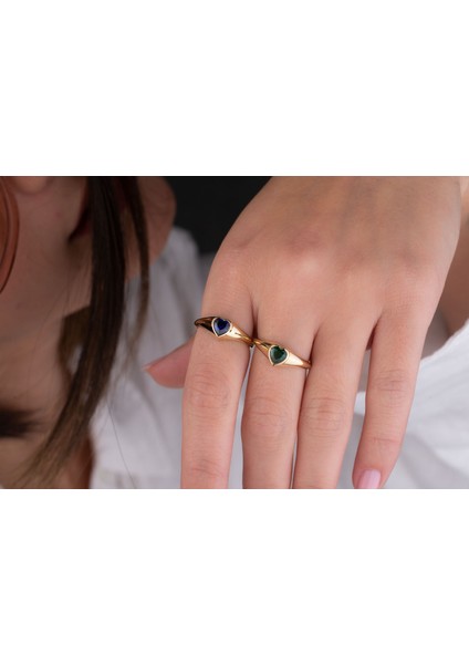 14 Ayar Altın Renkli Kalp Minimal Şövalye Yüzük fırsatları