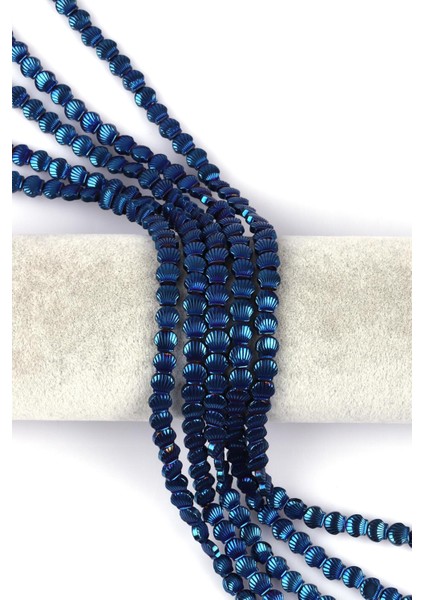 Mavi Hematit Doğal Taş Dizi 6 x 3 mm Deniz Kabuğu Model