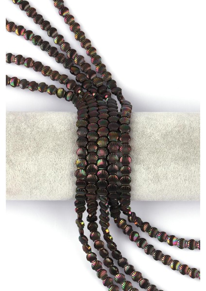 Koyu Yeşil Hematit Doğal Taş Dizi 6 x 3 mm Deniz Kabuğu Model
