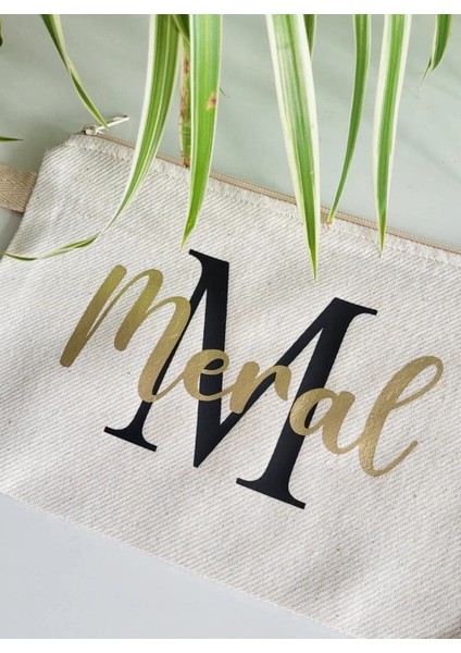Kişiye Özel İsme Özel Siyah ve Altın Sarısı Renkli Bez Çanta Clutch modelleri
