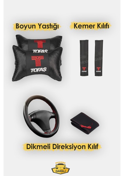 Tofaş Koltuk Kılıfı Tofaş Boyun Yastığı Tofaş Kemer Pedi Tofaş Dikmeli Direksiyon Kılıfı TOFAS12345