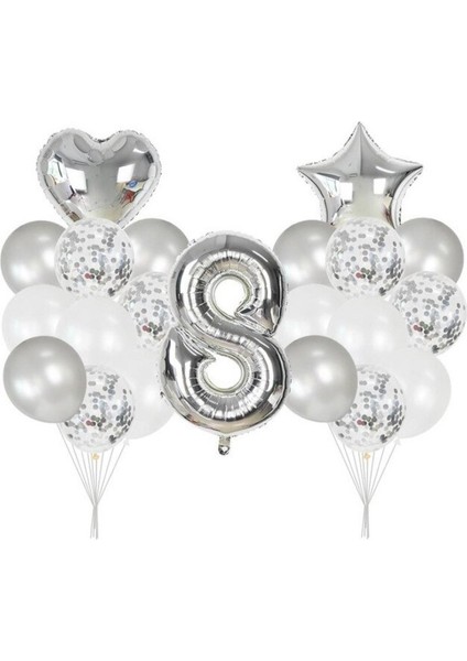 8 Yaş Gümüş Balon Seti