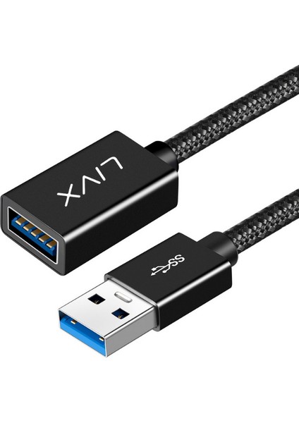 Rope 5gbps Hızlı Veri Aktarımı USB 3.0 Erkek Dişi Uzatma Kablosu Halat Örgülü 2 Metre